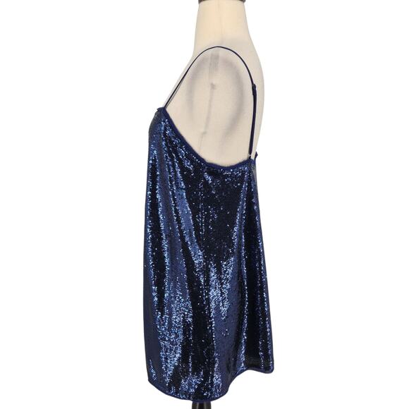 Free People Intimately Time To Shine Sequined Slip Dress Blue Size Medium - Picture 9 of 11